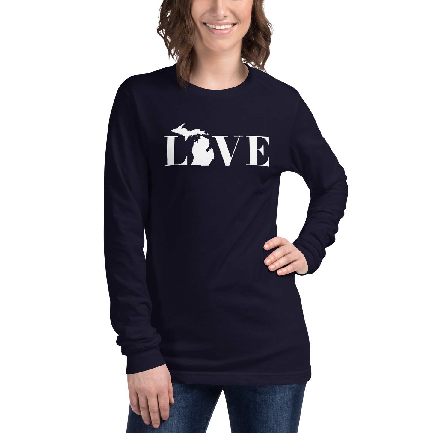 Michigan 'Love' T-Shirt (Didone Font) | Unisex Long Sleeve