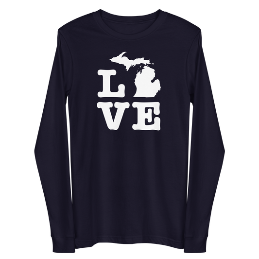 Michigan 'Love' T-Shirt (Typewriter Font) | Unisex Long Sleeve