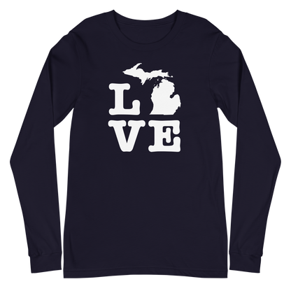 Michigan 'Love' T-Shirt (Typewriter Font) | Unisex Long Sleeve