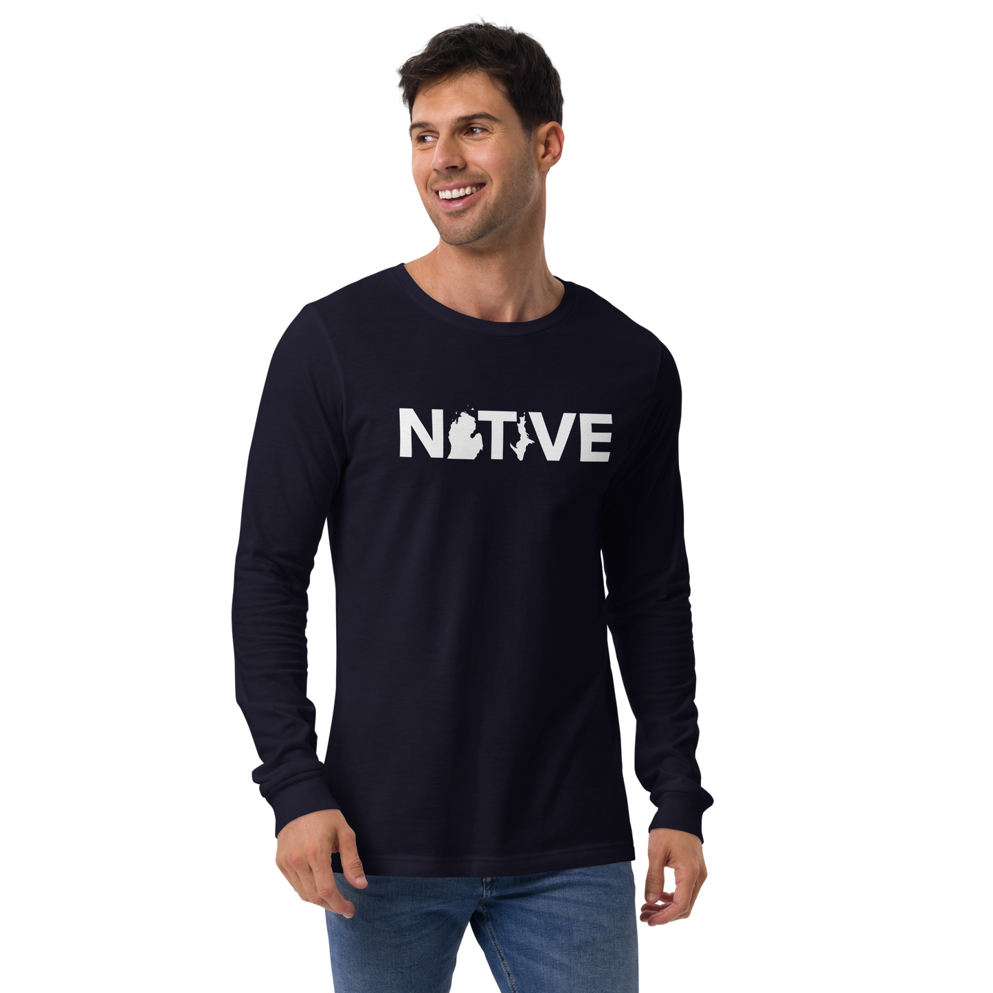 Michigan 'Native' T-Shirt (Geometric Sans Font) | Unisex Long Sleeve