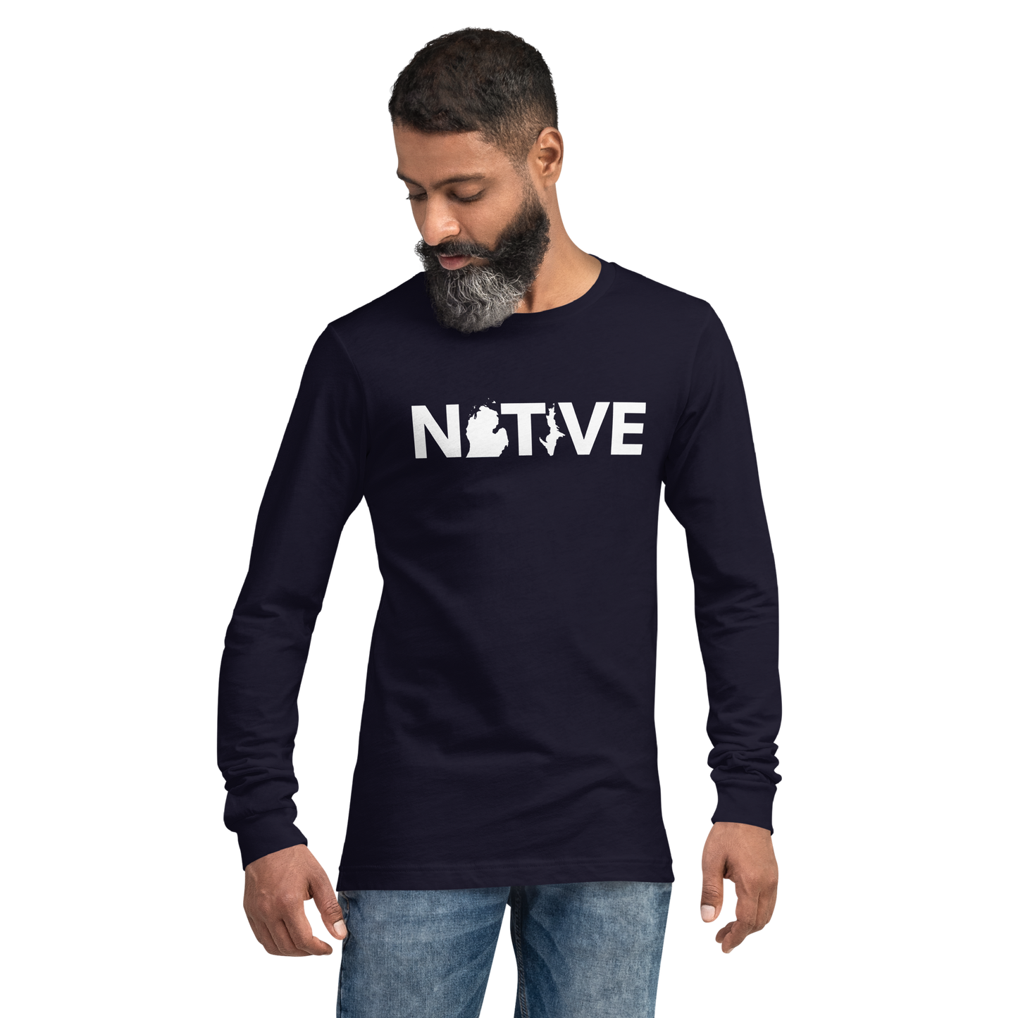 Michigan 'Native' T-Shirt (Geometric Sans Font) | Unisex Long Sleeve