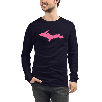 Michigan Upper Peninsula T-Shirt (w/ Pink UP Outline) | Unisex Long Sleeve