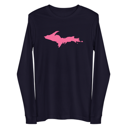 Michigan Upper Peninsula T-Shirt (w/ Pink UP Outline) | Unisex Long Sleeve