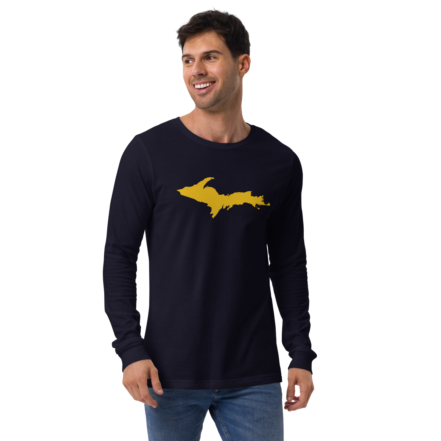 Michigan Upper Peninsula T-Shirt (w/ Gold UP Outline) | Unisex Long Sleeve