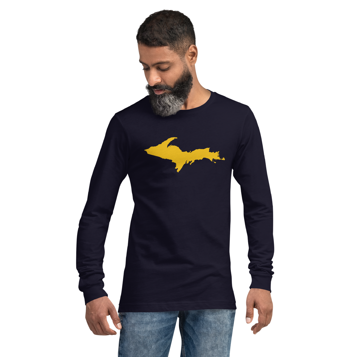 Michigan Upper Peninsula T-Shirt (w/ Gold UP Outline) | Unisex Long Sleeve