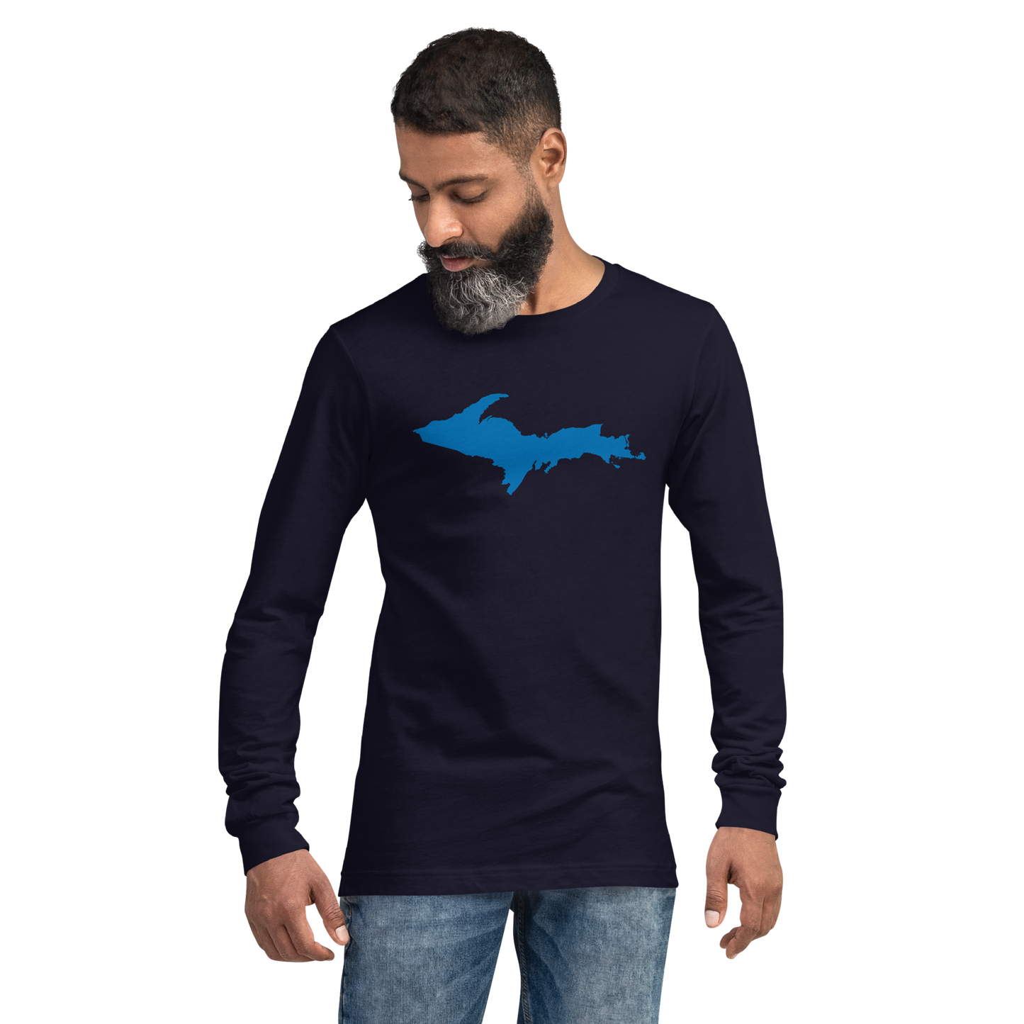 Michigan Upper Peninsula T-Shirt (w/ Azure UP Outline) | Unisex Long Sleeve