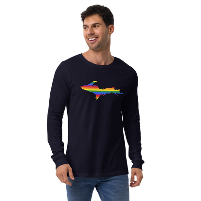 Michigan Upper Peninsula T-Shirt (w/ UP Pride Flag Outline) | Unisex Long Sleeve