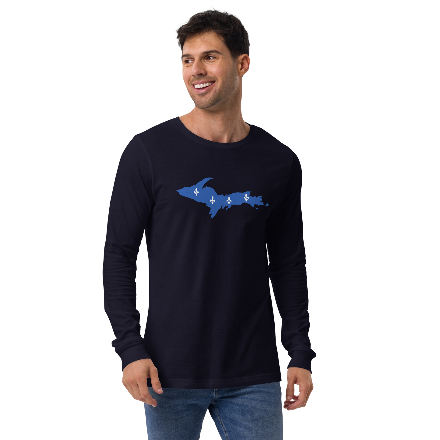 Michigan Upper Peninsula T-Shirt (w/ UP Quebec Flag Outline) | Unisex Long Sleeve