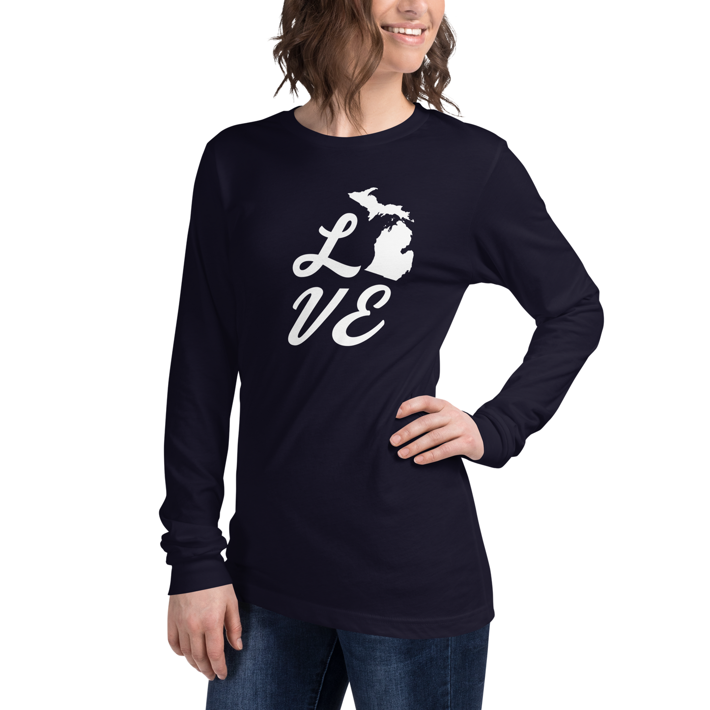 Michigan 'Love' T-Shirt (Retro Script Font) | Unisex Long Sleeve