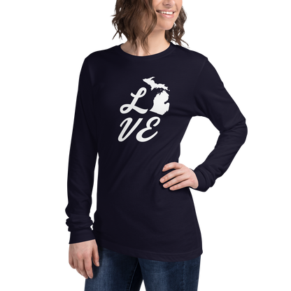 Michigan 'Love' T-Shirt (Retro Script Font) | Unisex Long Sleeve