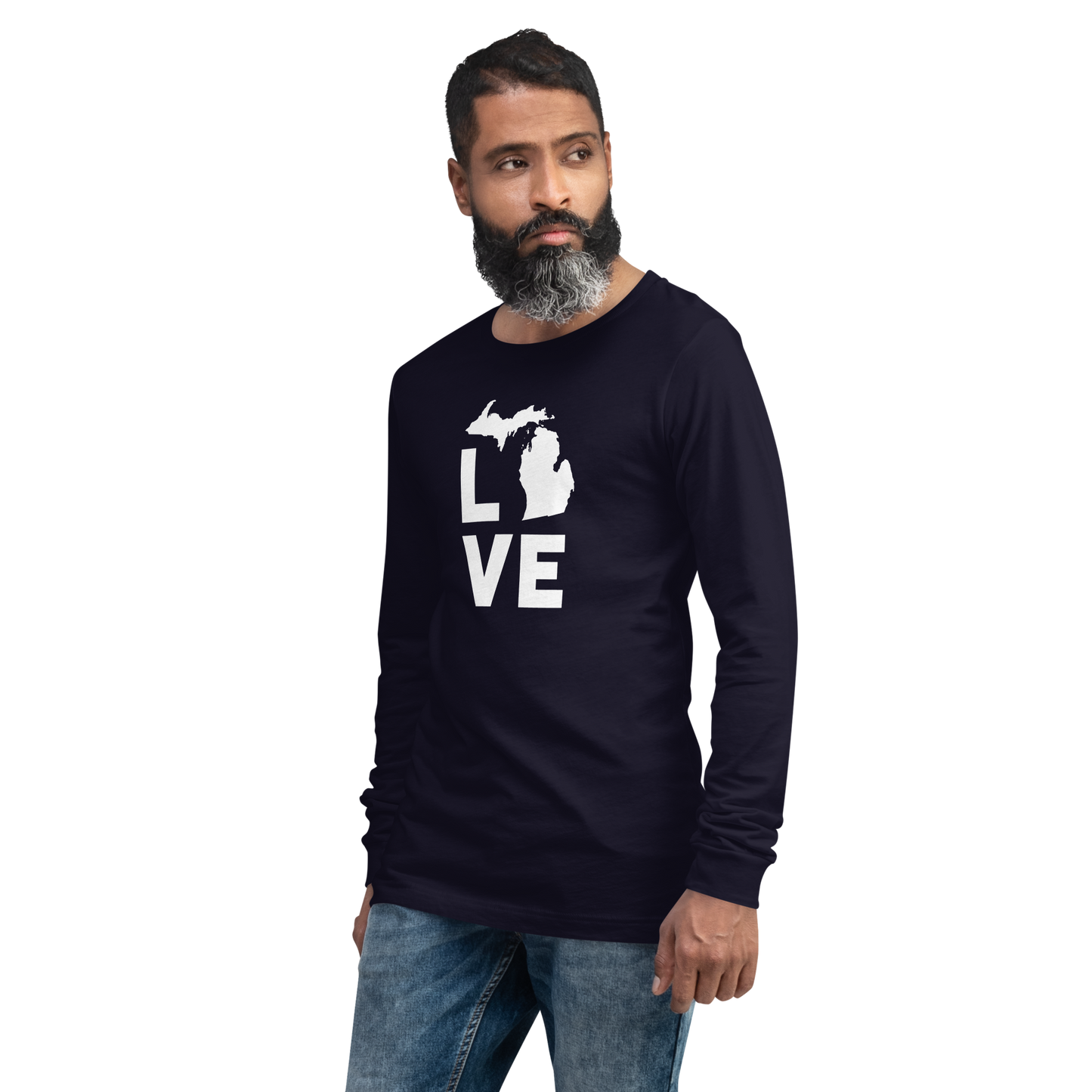 Michigan 'Love' T-Shirt (Geometric Sans Font) | Unisex Long Sleeve