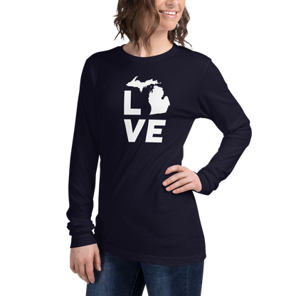 Michigan 'Love' T-Shirt (Geometric Sans Font) | Unisex Long Sleeve