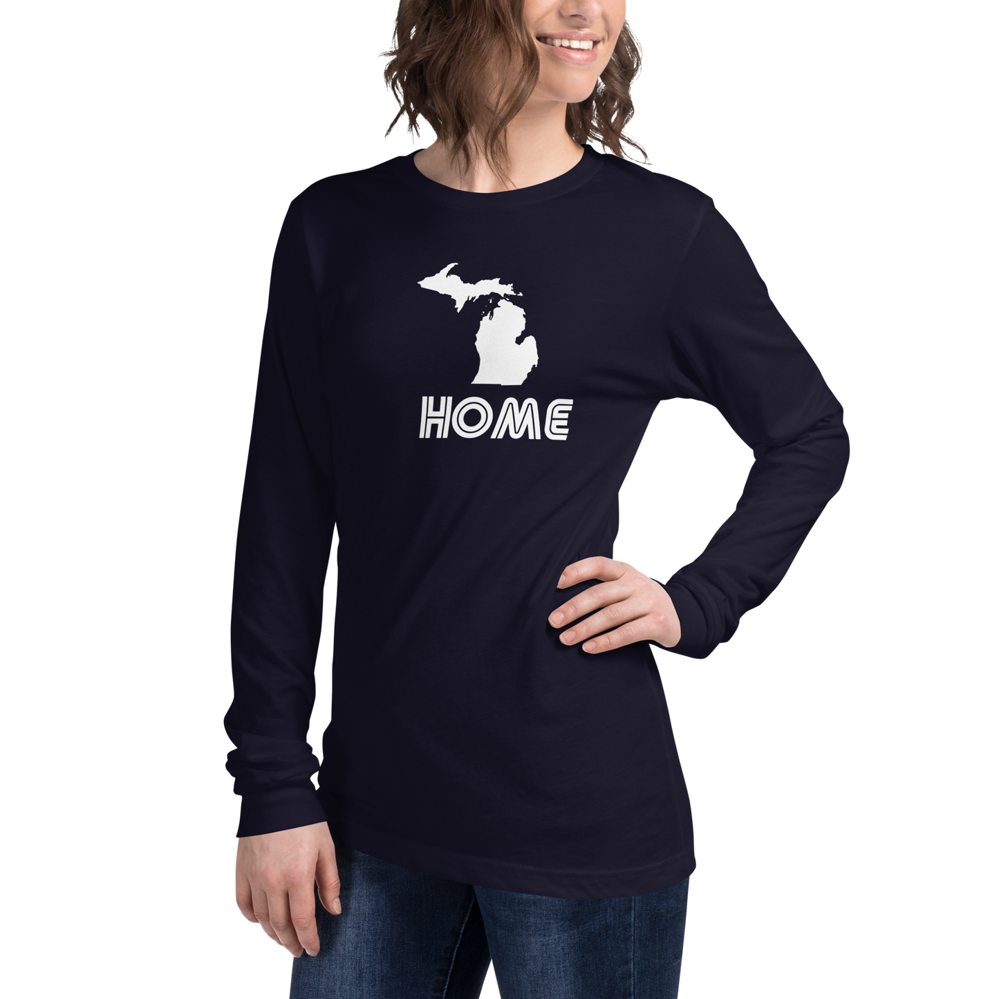 Michigan 'Home' T-Shirt (1970s Audiophile Font) | Unisex Long Sleeve