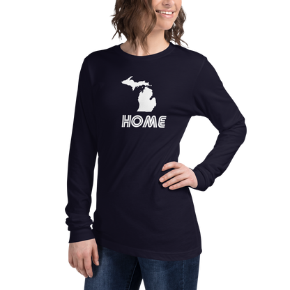 Michigan 'Home' T-Shirt (1970s Audiophile Font) | Unisex Long Sleeve