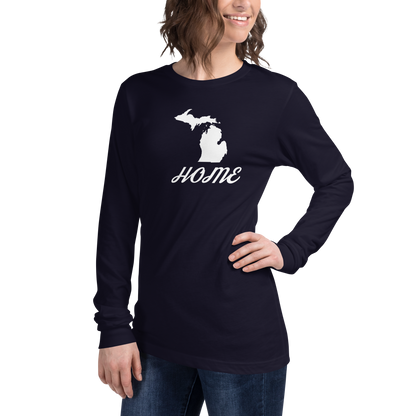 Michigan 'Home' T-Shirt (Retro Script Font) | Unisex Long Sleeve