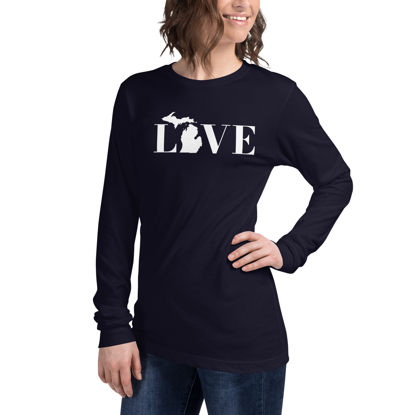 Michigan 'Love' T-Shirt (Didone Font) | Unisex Long Sleeve