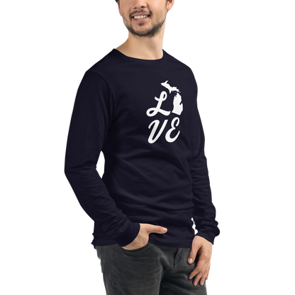 Michigan 'Love' T-Shirt (Retro Script Font) | Unisex Long Sleeve