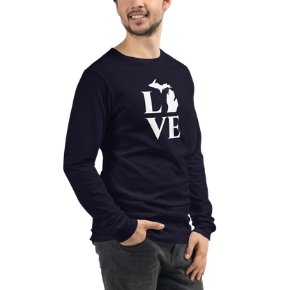 Michigan 'Love' T-Shirt (Roman Serif Font) | Unisex Long Sleeve