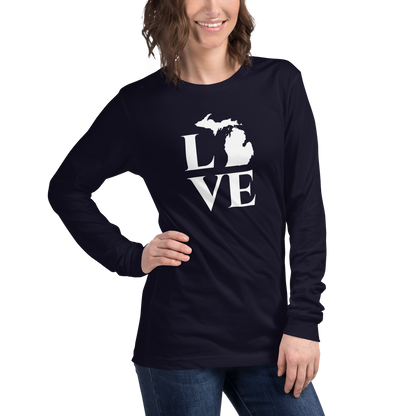 Michigan 'Love' T-Shirt (Roman Serif Font) | Unisex Long Sleeve