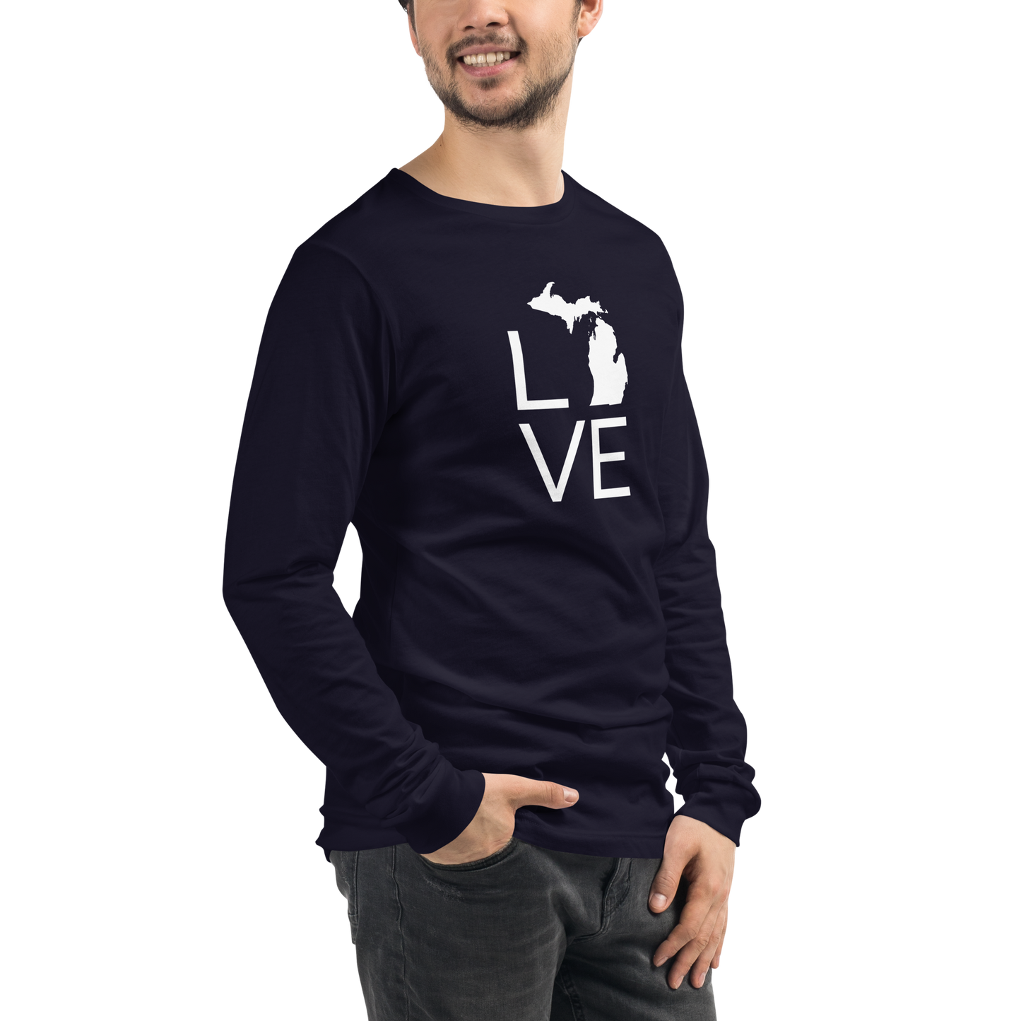 Michigan 'Love' T-Shirt (Thin Sans Font) | Unisex Long Sleeve