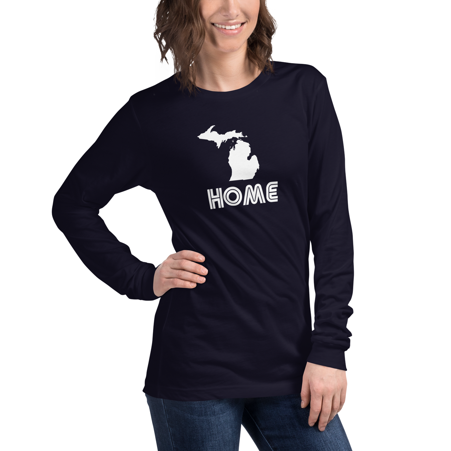 Michigan 'Home' T-Shirt (1970s Audiophile Font) | Unisex Long Sleeve