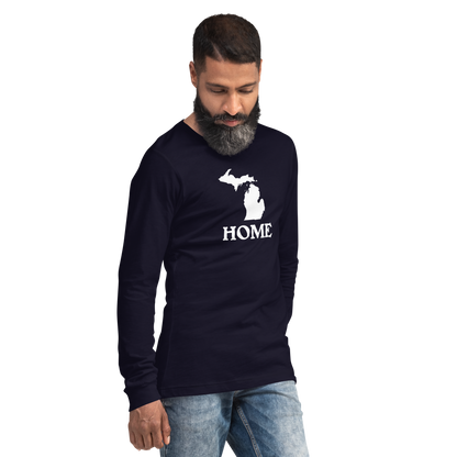 Michigan 'Home' T-Shirt (Woodcut Font) | Unisex Long Sleeve