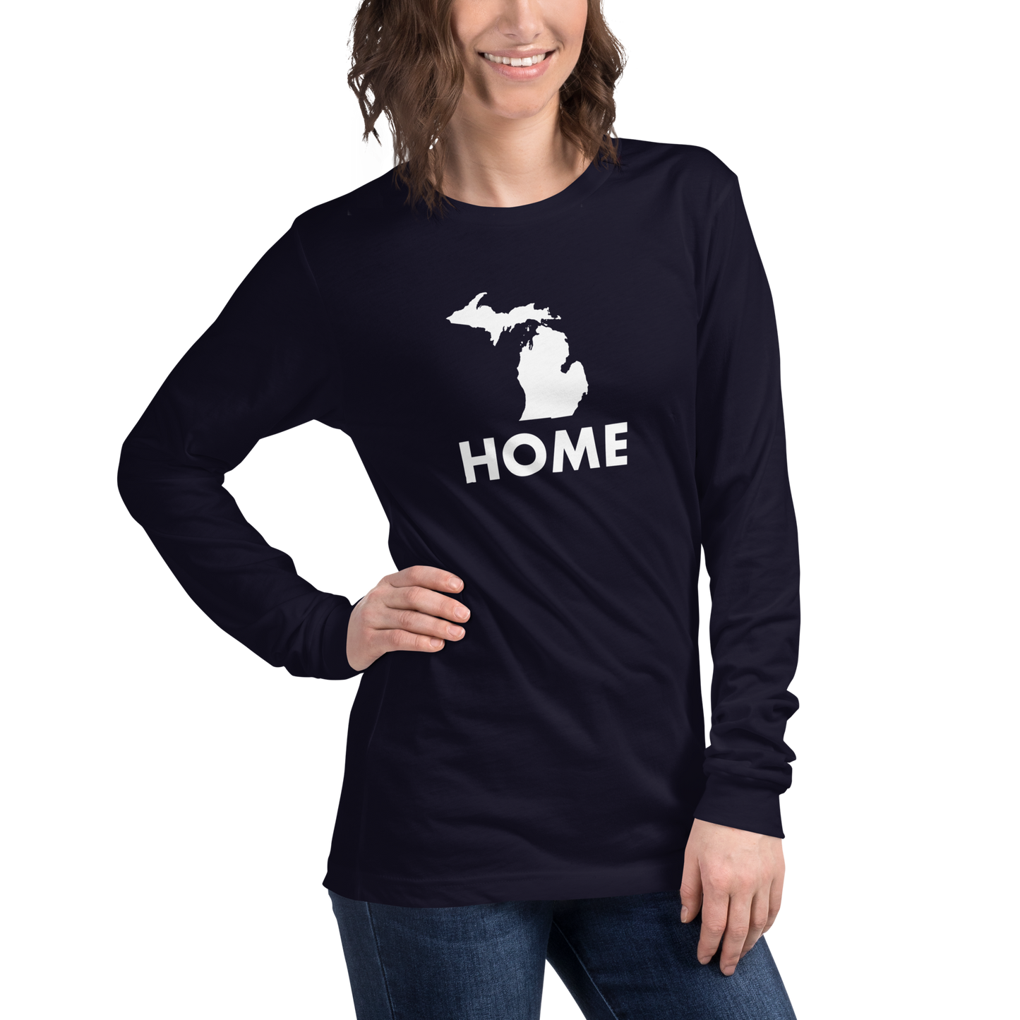 Michigan 'Home' T-Shirt (Geometric Sans Font) | Unisex Long Sleeve