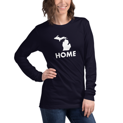 Michigan 'Home' T-Shirt (Geometric Sans Font) | Unisex Long Sleeve