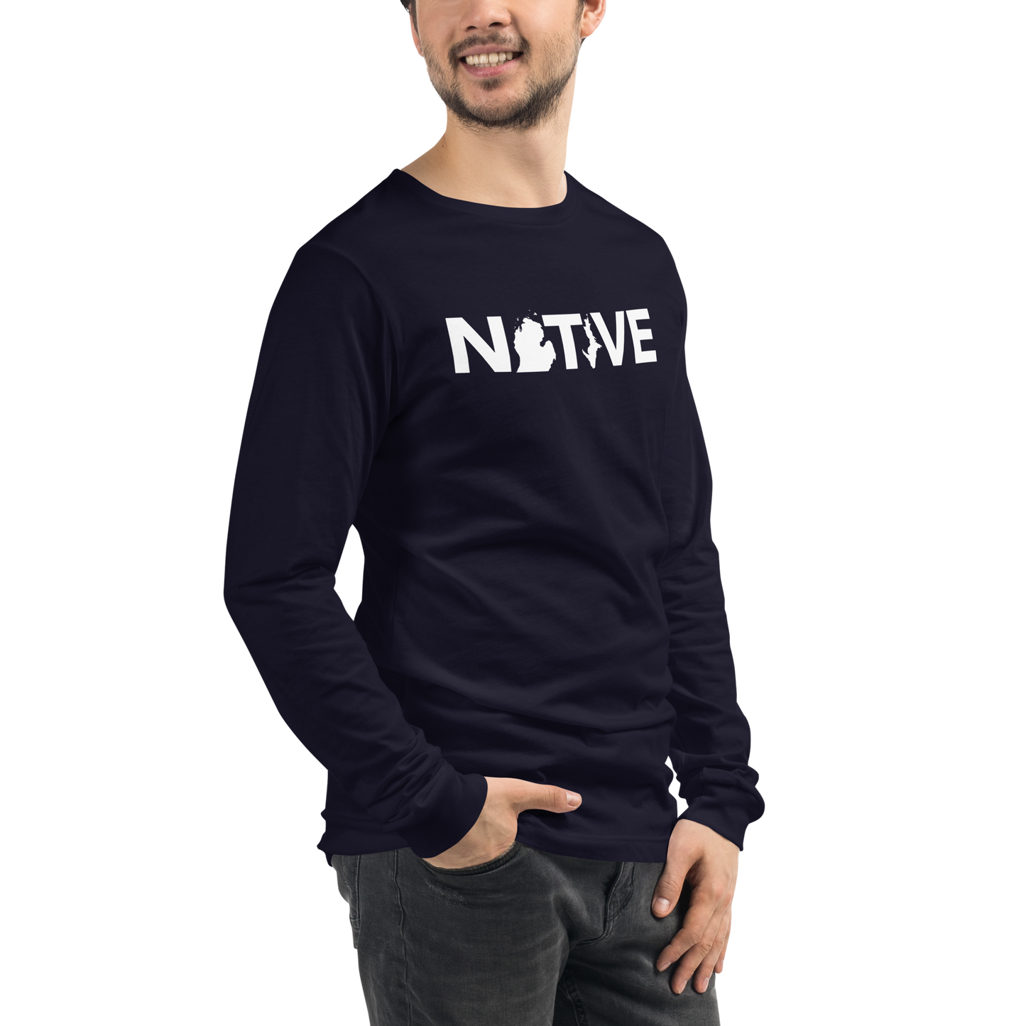 Michigan 'Native' T-Shirt (Geometric Sans Font) | Unisex Long Sleeve