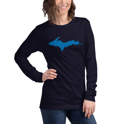 Michigan Upper Peninsula T-Shirt (w/ Azure UP Outline) | Unisex Long Sleeve