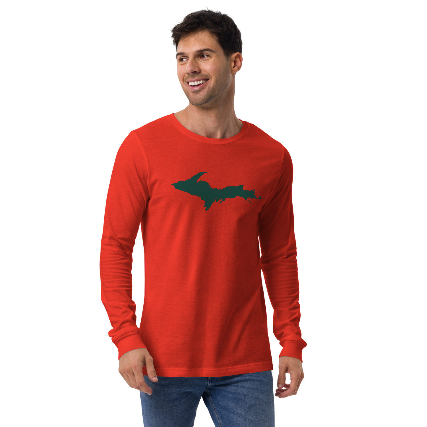 Michigan Upper Peninsula T-Shirt (w/ Green UP Outline) | Unisex Long Sleeve