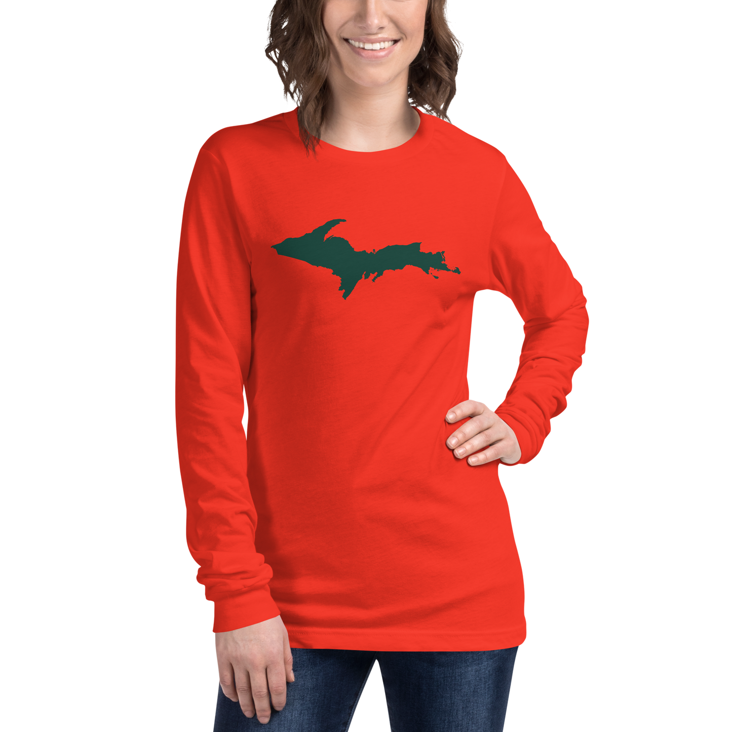 Michigan Upper Peninsula T-Shirt (w/ Green UP Outline) | Unisex Long Sleeve