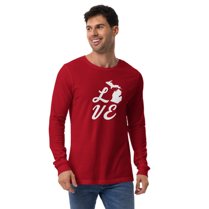 Michigan 'Love' T-Shirt (Retro Script Font) | Unisex Long Sleeve