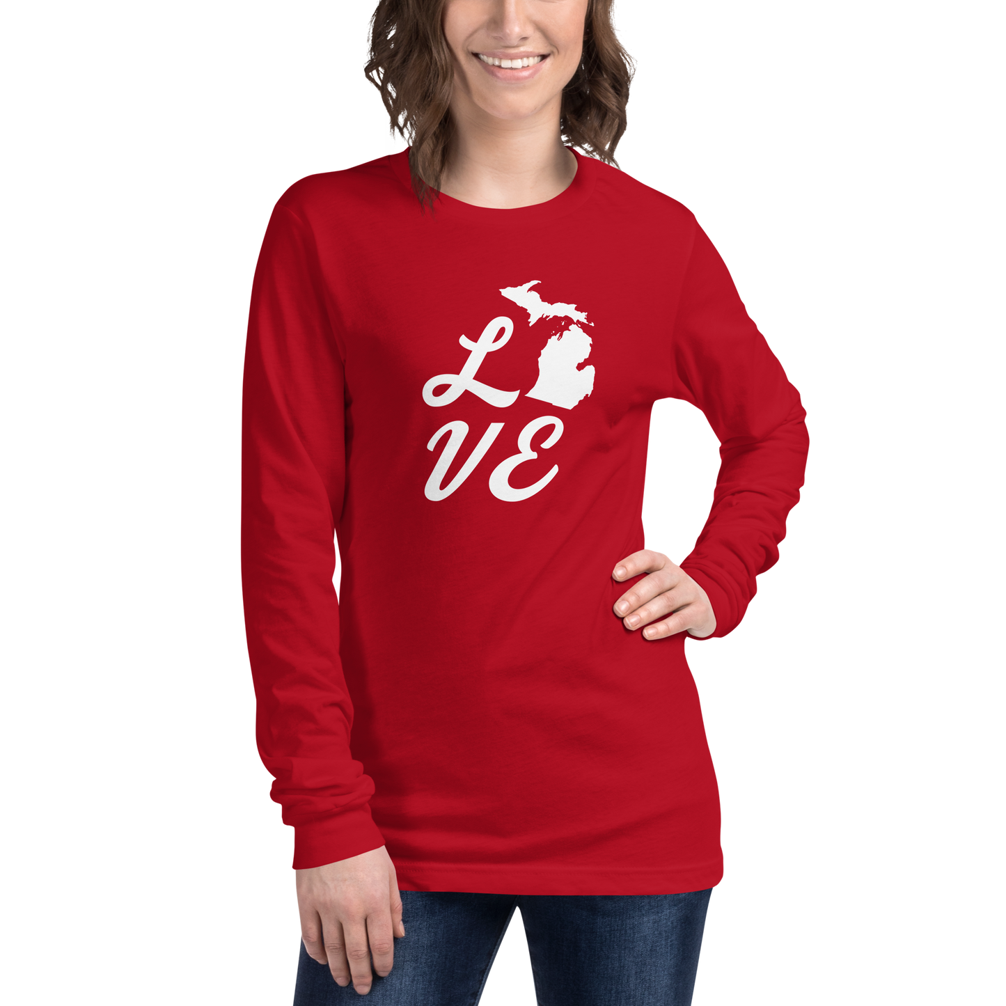 Michigan 'Love' T-Shirt (Retro Script Font) | Unisex Long Sleeve