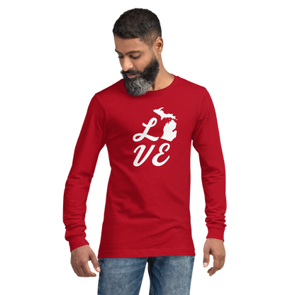 Michigan 'Love' T-Shirt (Retro Script Font) | Unisex Long Sleeve