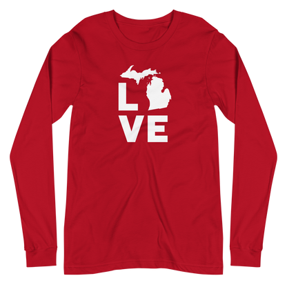 Michigan 'Love' T-Shirt (Geometric Sans Font) | Unisex Long Sleeve