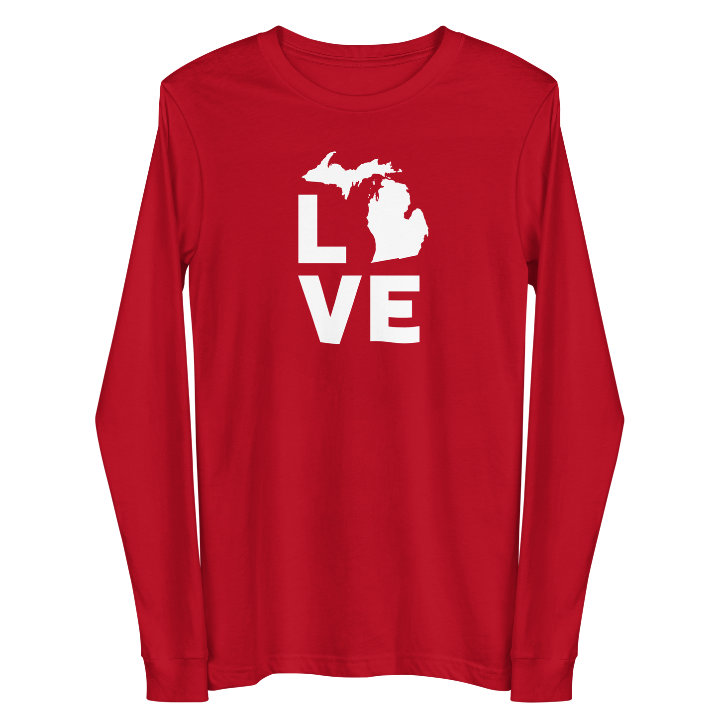 Michigan 'Love' T-Shirt (Geometric Sans Font) | Unisex Long Sleeve