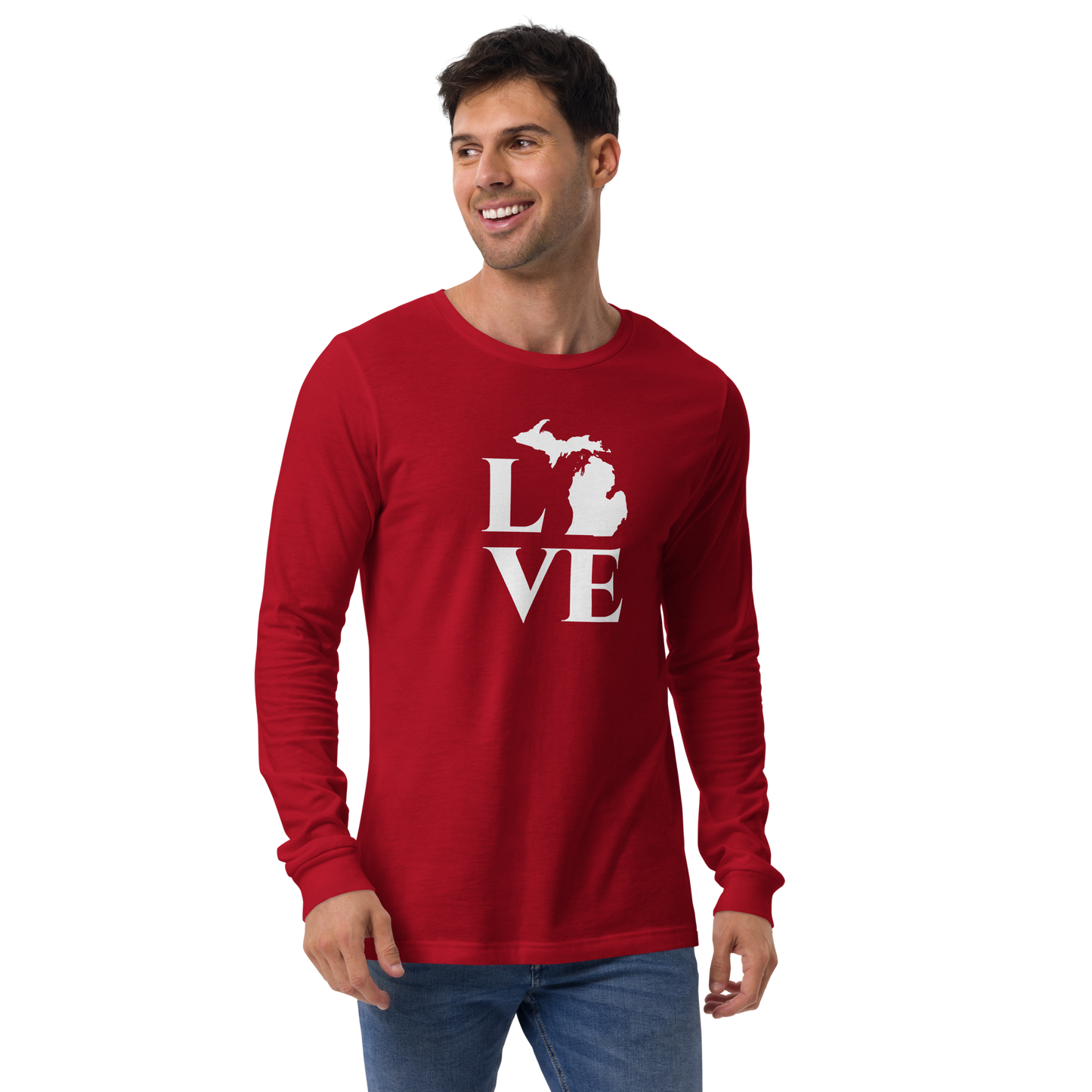 Michigan 'Love' T-Shirt (Roman Serif Font) | Unisex Long Sleeve