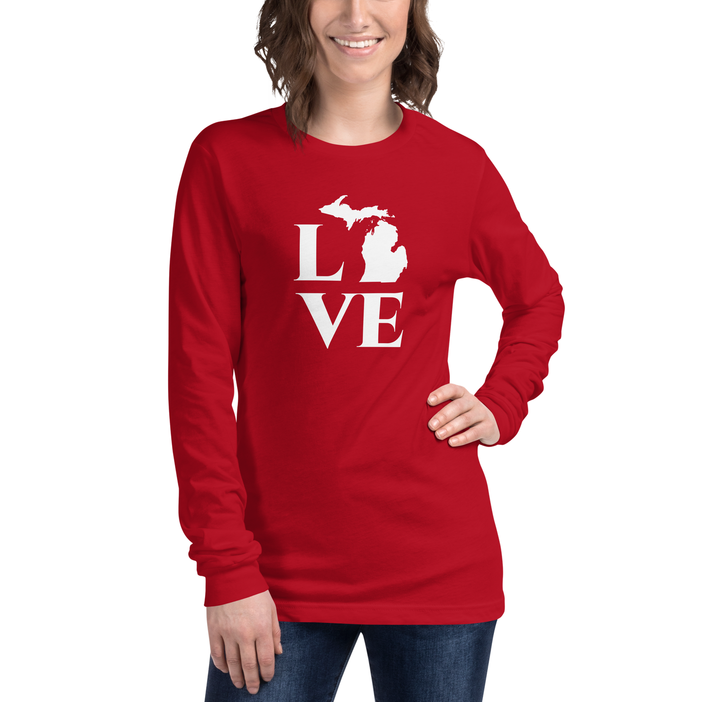 Michigan 'Love' T-Shirt (Roman Serif Font) | Unisex Long Sleeve