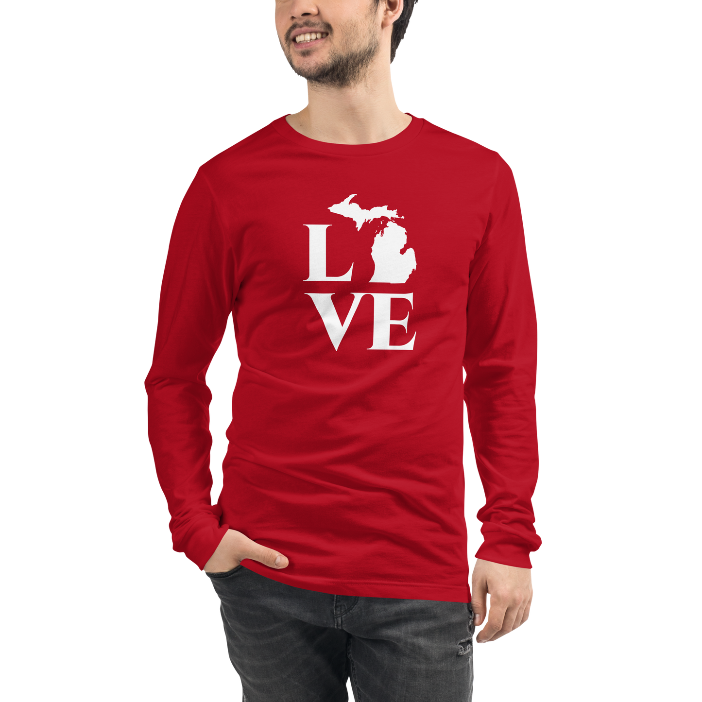 Michigan 'Love' T-Shirt (Roman Serif Font) | Unisex Long Sleeve