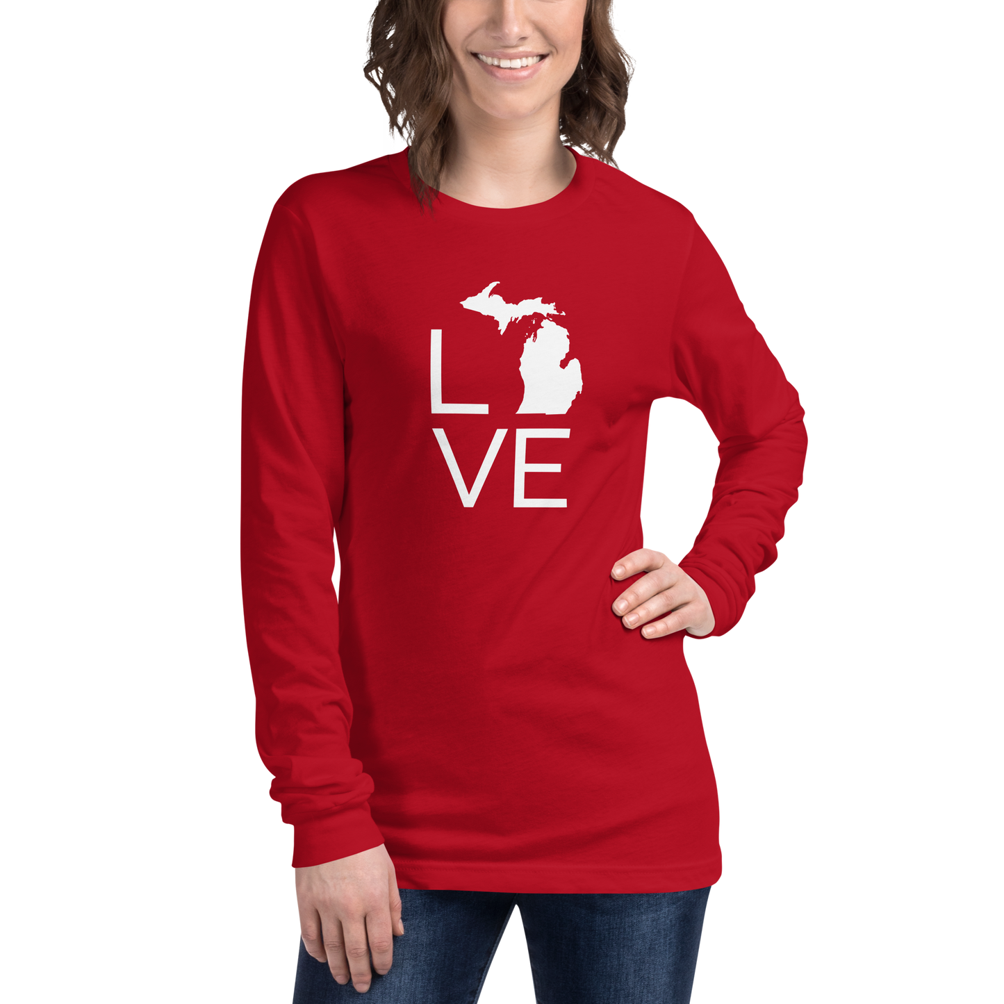 Michigan 'Love' T-Shirt (Thin Sans Font) | Unisex Long Sleeve