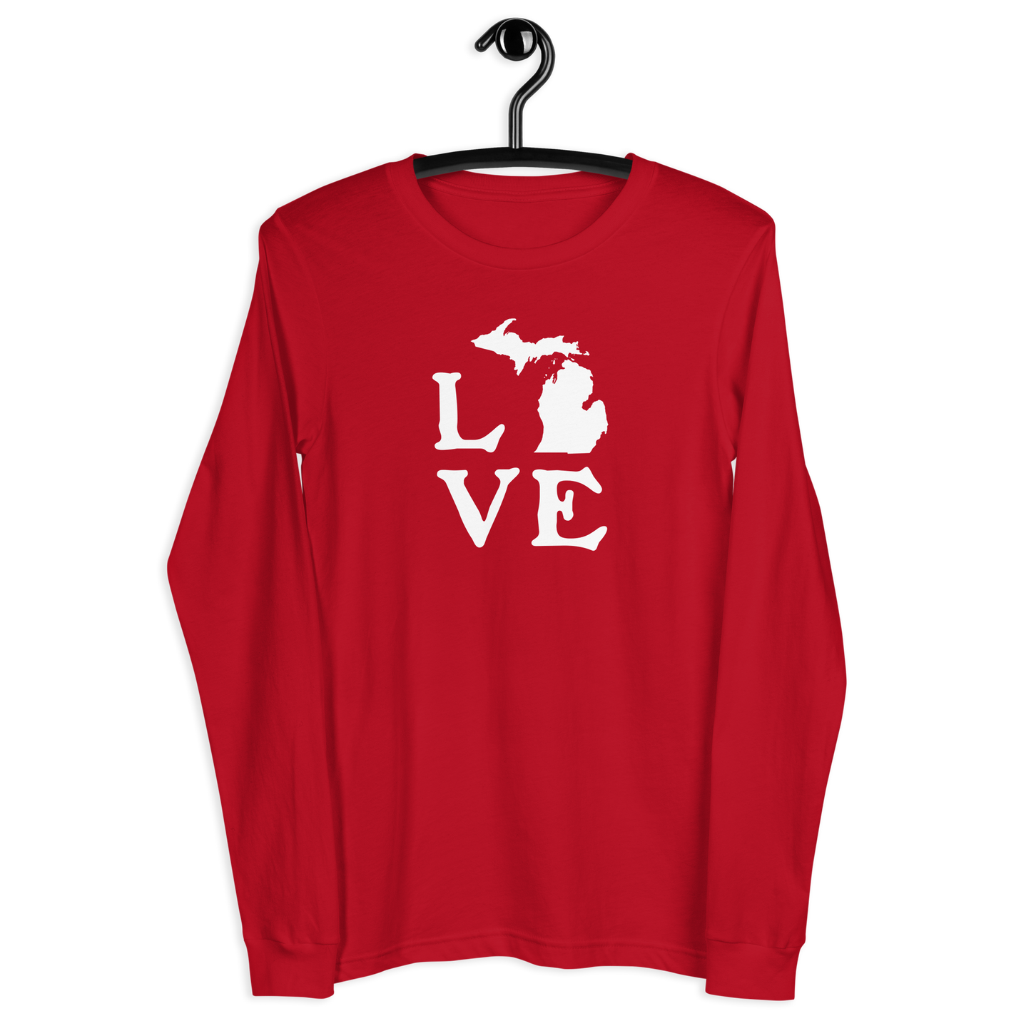 Michigan 'Love' T-Shirt (Woodcut Font) | Unisex Long Sleeve