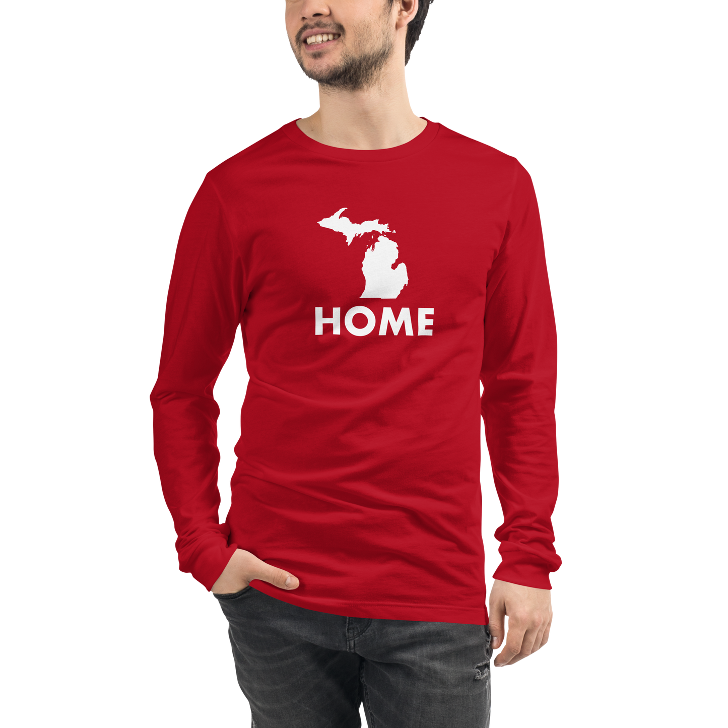 Michigan 'Home' T-Shirt (Geometric Sans Font) | Unisex Long Sleeve