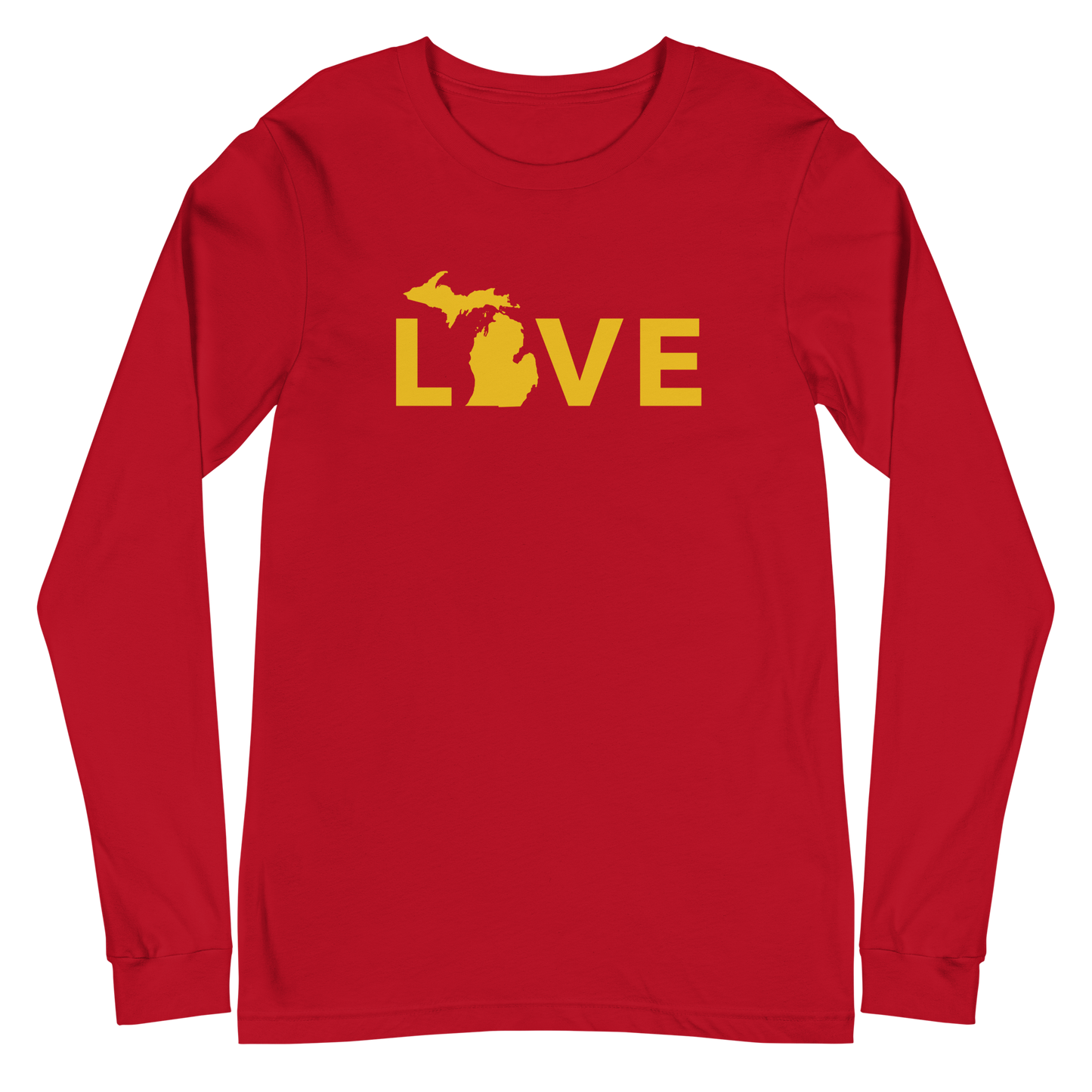 Michigan 'Love' T-Shirt (Geometric Sans Font - Gold/Navy) | Unisex Long Sleeve