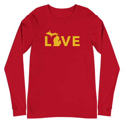 Michigan 'Love' T-Shirt (Geometric Sans Font - Gold/Navy) | Unisex Long Sleeve