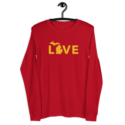 Michigan 'Love' T-Shirt (Geometric Sans Font - Gold/Navy) | Unisex Long Sleeve