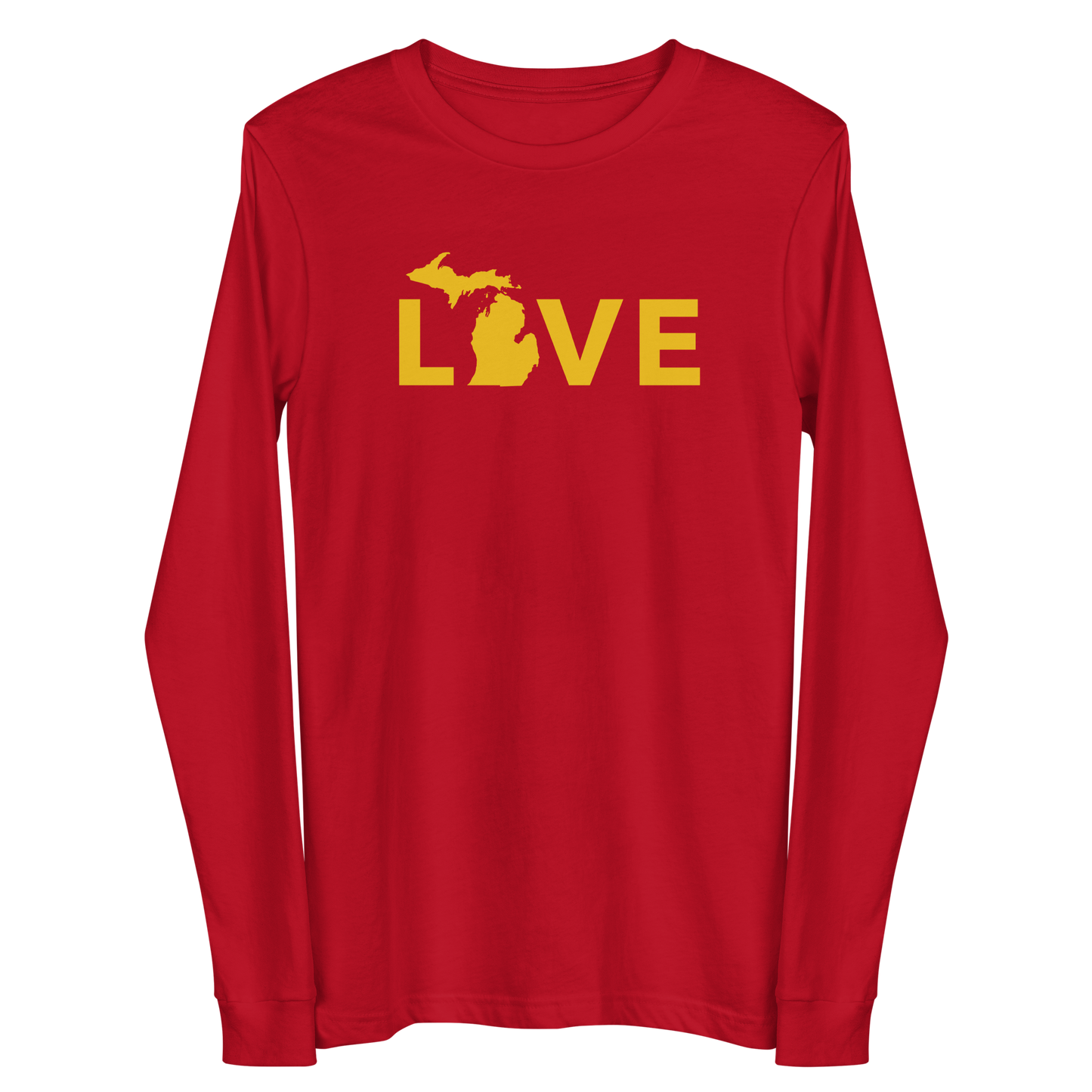 Michigan 'Love' T-Shirt (Geometric Sans Font - Gold/Navy) | Unisex Long Sleeve