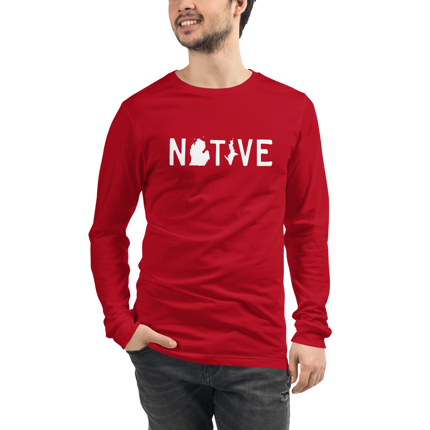 Michigan 'Native' T-Shirt (Licence Plate Font) | Unisex Long Sleeve