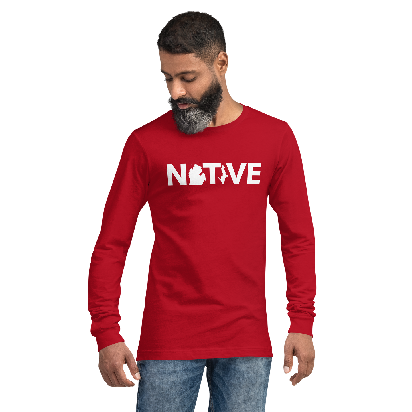 Michigan 'Native' T-Shirt (Geometric Sans Font) | Unisex Long Sleeve