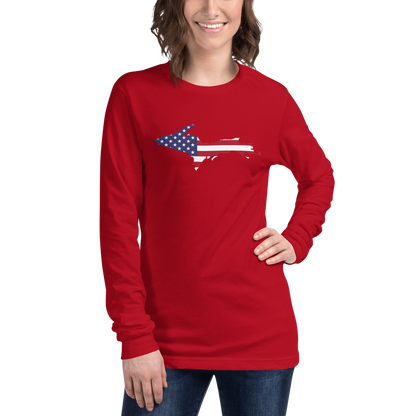 Michigan Upper Peninsula T-Shirt (w/ UP USA Flag Outline) | Unisex Long Sleeve